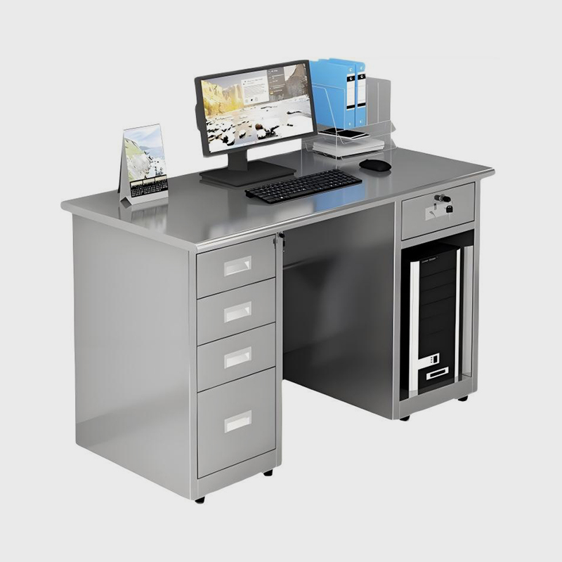 Staubfreier Computertisch aus Edelstahl